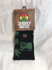 MTV SMOKEY MARIJUANA WEED SOCKS COTTON Mary + Jane UNISEX BLACK/GREEN New