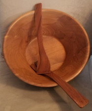 Unused-Original Walnut Bowl Factory Store Solid 14  Bowl with utensils - MO USA