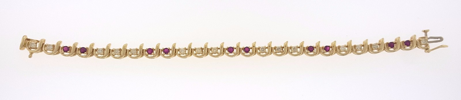 10 Ruby 15 Diamond Bracelet 14K Yellow Gold 7