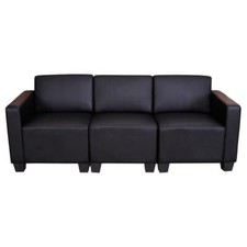 Modular 3-Sitzer Sofa Lyon, Couch Kunstleder schwarz