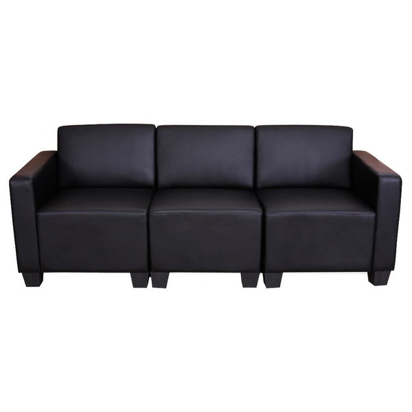 Modular 3-Sitzer Sofa Lyon, Couch Kunstleder Schwarz-image