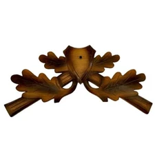 Vintage Black Forest Cuckoo Clock Trim Topper Leaves Two Tone  8" x 3.75"