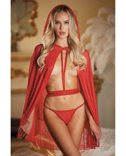 Allure Lace Mesh Cape w/Attached Waist Belt G-String NOT included Red O/S