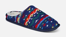Club Room Men Holiday Slip On Slippers Navy Blue Red M 8 - 9 NEW 30 100173810MN