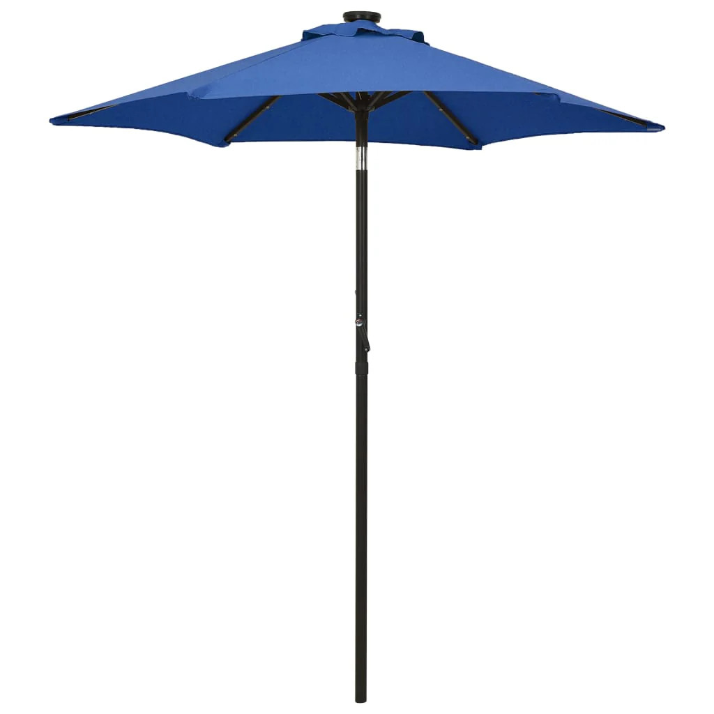 Parasol bleu Helloshop26 en aluminium avec LED 200x211 cm pour jardin
