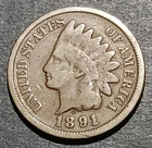 1891 Indian Head Penny Antique U.S.A. 1 Cent Coin Avg Circ