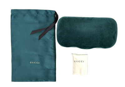 New Gucci Velvet Hard Case Sunglasses Green, X-Large Pouch, Polishing Cloth