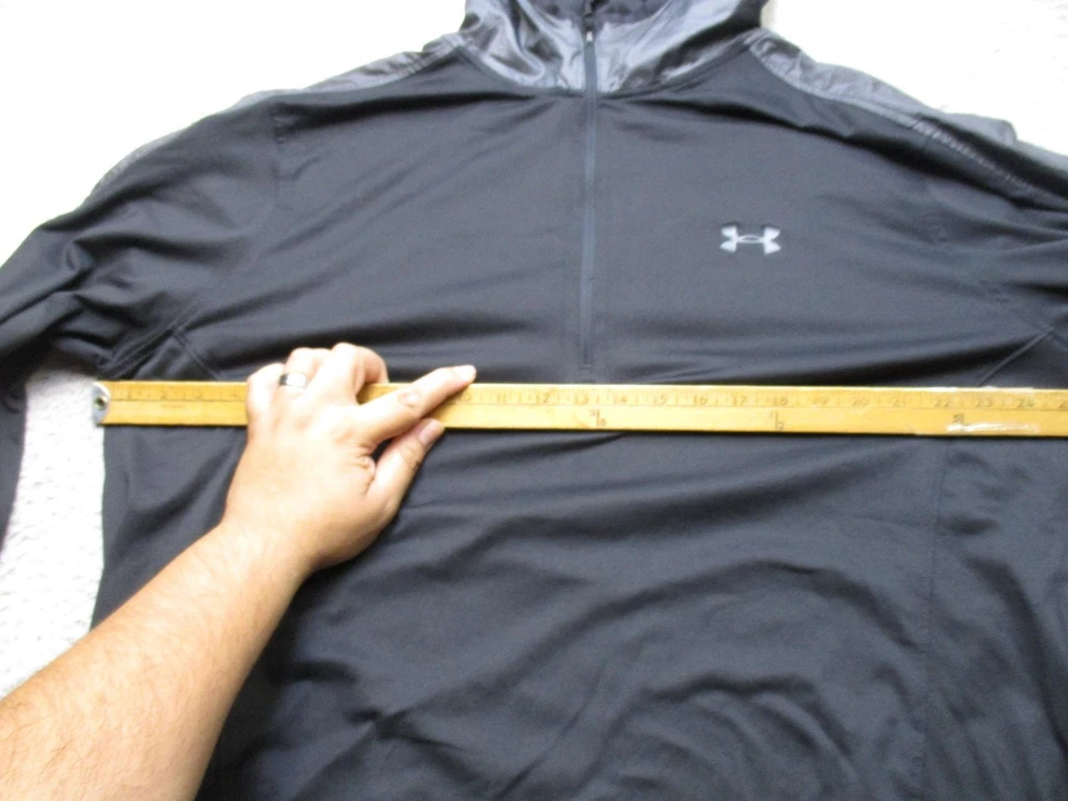 Sudadera con Capucha Under Armour Para Hombre 3XL Negra ColdGear Ajustada 1/4 Cremallera Rendimiento Atlético Foto 4 de 4