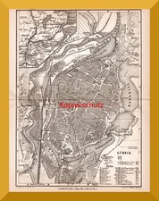 L&uuml;beck +Original Stadtplan von 1896 mit den Stra&szlig;enbahnlinien+