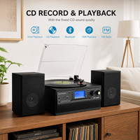  Retro 5-in-1 Record Player Vinyl CD Cassette Bluetooth Gift for Music Lovers
