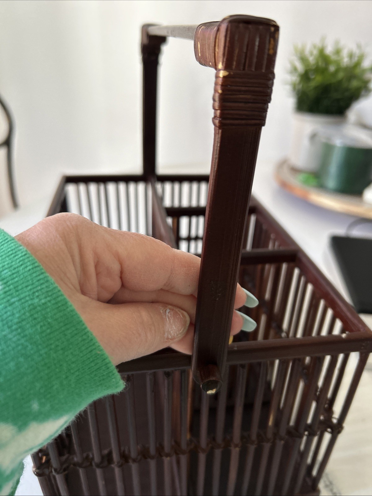 VTG Utensil & Napkin Carrier Holder Made Of Plastic & Wood BBQ Picnic 6.25”H