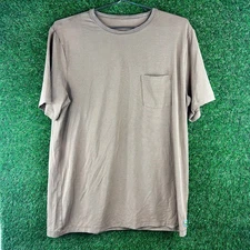 Vuori Shirt Mens L Brown Striped Linear Tech Pocket Crewneck Athletic Tee