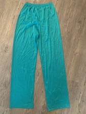 J. C. PENNEY Vintage Green Shiny Satin Slippery Sleepwear Pants Womens Petite