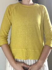 Whistles 100% Leinen Feinstrick Pullover gelb...