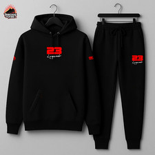 Mens Black Red Sweatsuit Tracksuit Hoodie Jogger To Match Jordan 4 Black Cement