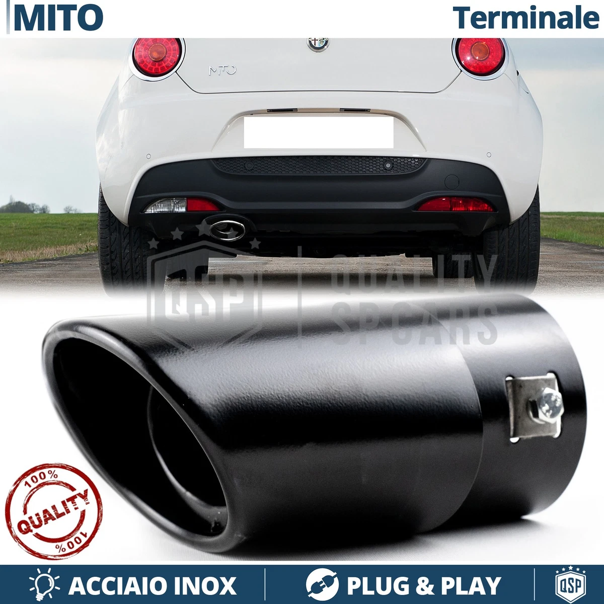 Terminale Di Scarico Universale In Acciaio Inox – Punta Marmitta Blu – Adatto Per Tubi Da 3,8 A 5,3 Cm