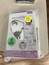 SwaddleMe by Ingenuity Arms Free Convertible Swaddle Wrap Happy Elephants 3-6M