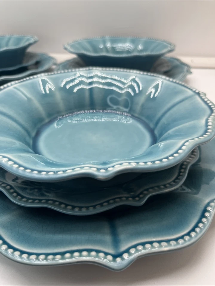 Juego de vajilla The Pioneer Woman Paige 12 piezas, denim incluye 4 ajustes de lugar Foto 3 de 4