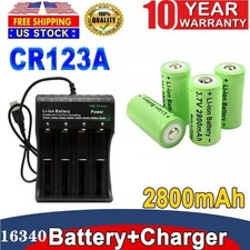 2800mAh Batteries CR123A 16340 Rechargeable Battery / Smart Charger Lot