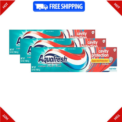 Aquafresh Cavity Protection Fluoride Toothpaste, Cool Mint, 5.6 Oz, 3 Pack