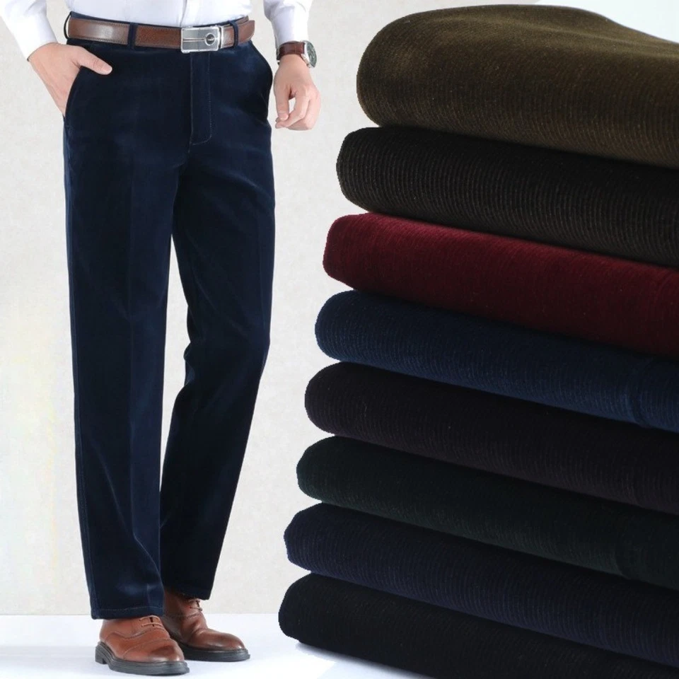 Cordhose Herrenhose Retro Formell Freizeit Gerade Bein Schlank Warm Weich - Bild 2 von 4