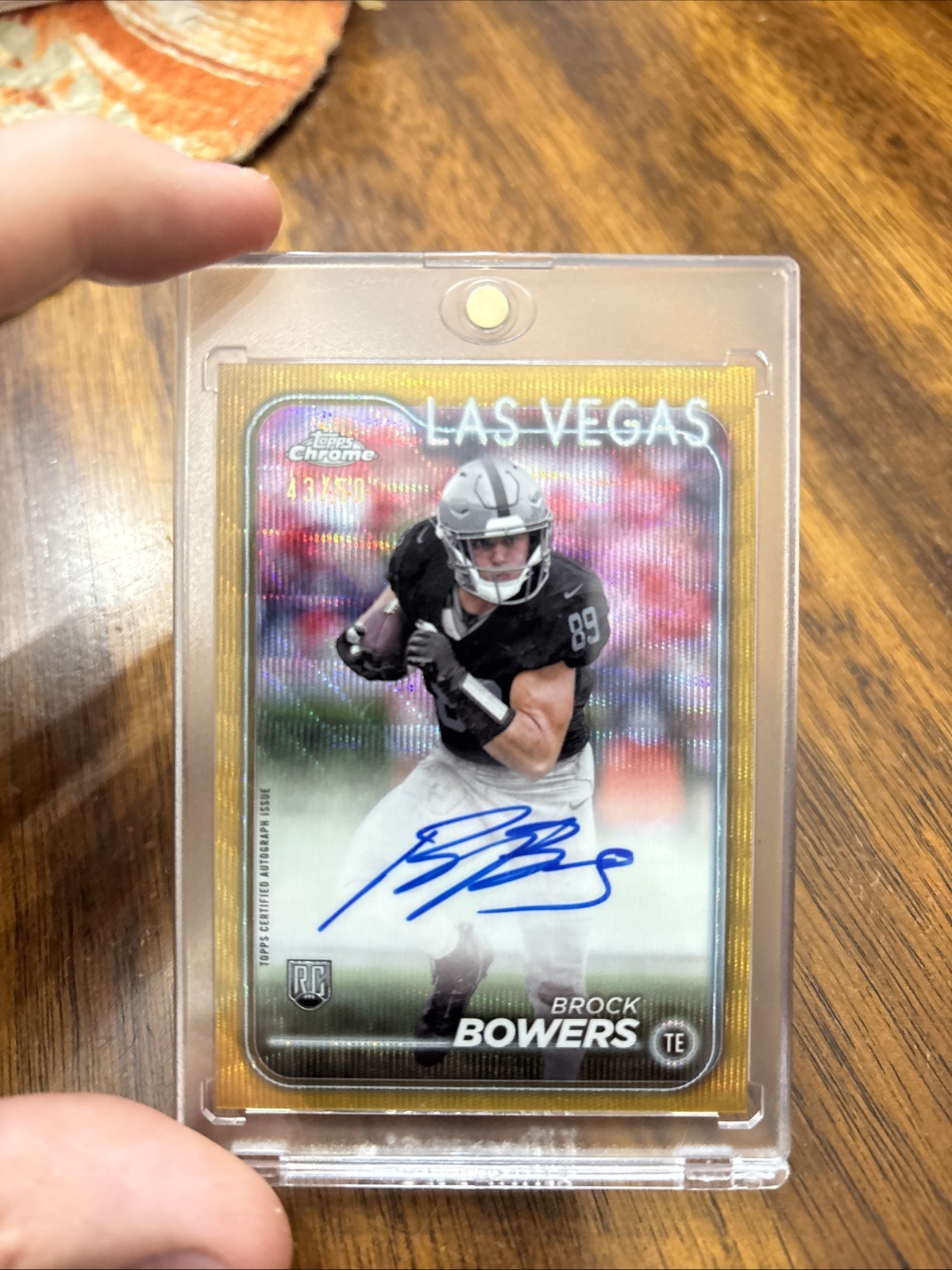 2024 Topps Chrome BROCK BOWERS GOLD Wave Auto RA-BBO #/50 RC Raiders