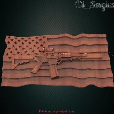 3D stl files relief US Flag M4A1 FLAG for CNC router cnc machine milling 00091