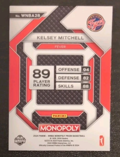 Kelsey Mitchell #WNBA28 2024 Panini Prizm Monopoly WNBA All-Star Base Card - Image 2 of 3