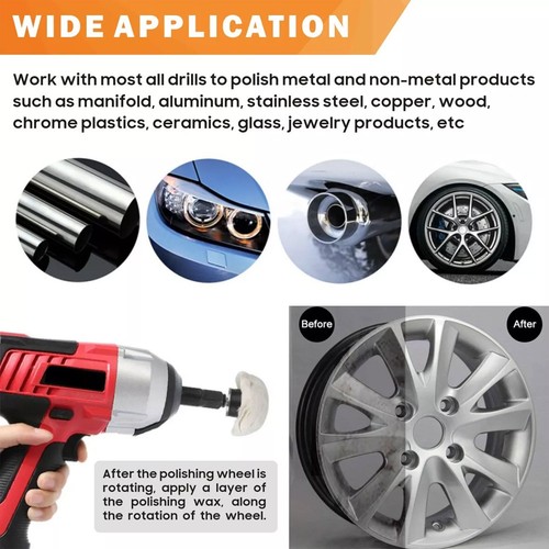 9Pcs Polishing Buffing Pad Mop Wheel Drill Kit for Car Polisher Aluminum - Picture 7 of 11