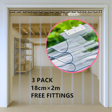 3xClear PVC Strip Curtain 18x2m -Energy-Saving Dustproof for Warehouse/Cold Room