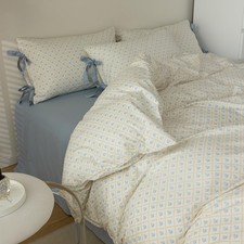 mixinni Blue Floral Duvet Cover Twin Size 3 Piece Set