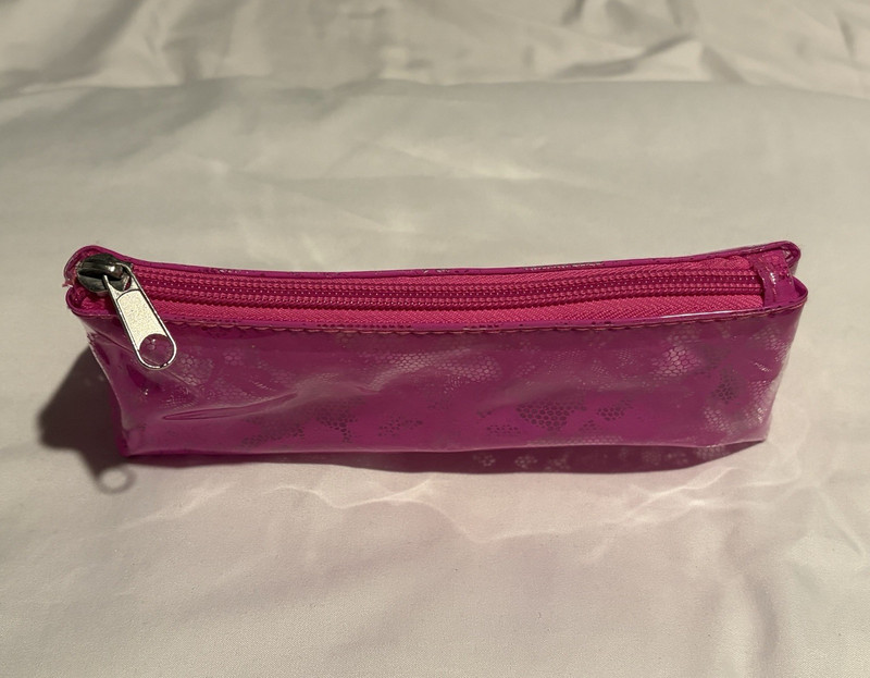 Pink Clear Plastic Zipper Makeup Bag Pouch Case Cosmetic Organizer