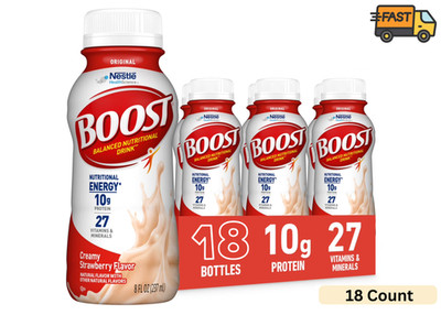 BOOST Original Balanced Nutritional Drink Protein Shake, Creamy Strawberry,8 fl