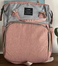LAND Nappy Diaper Bag Multifunctional Travel Backpack Waterproof Pink Grey Gold