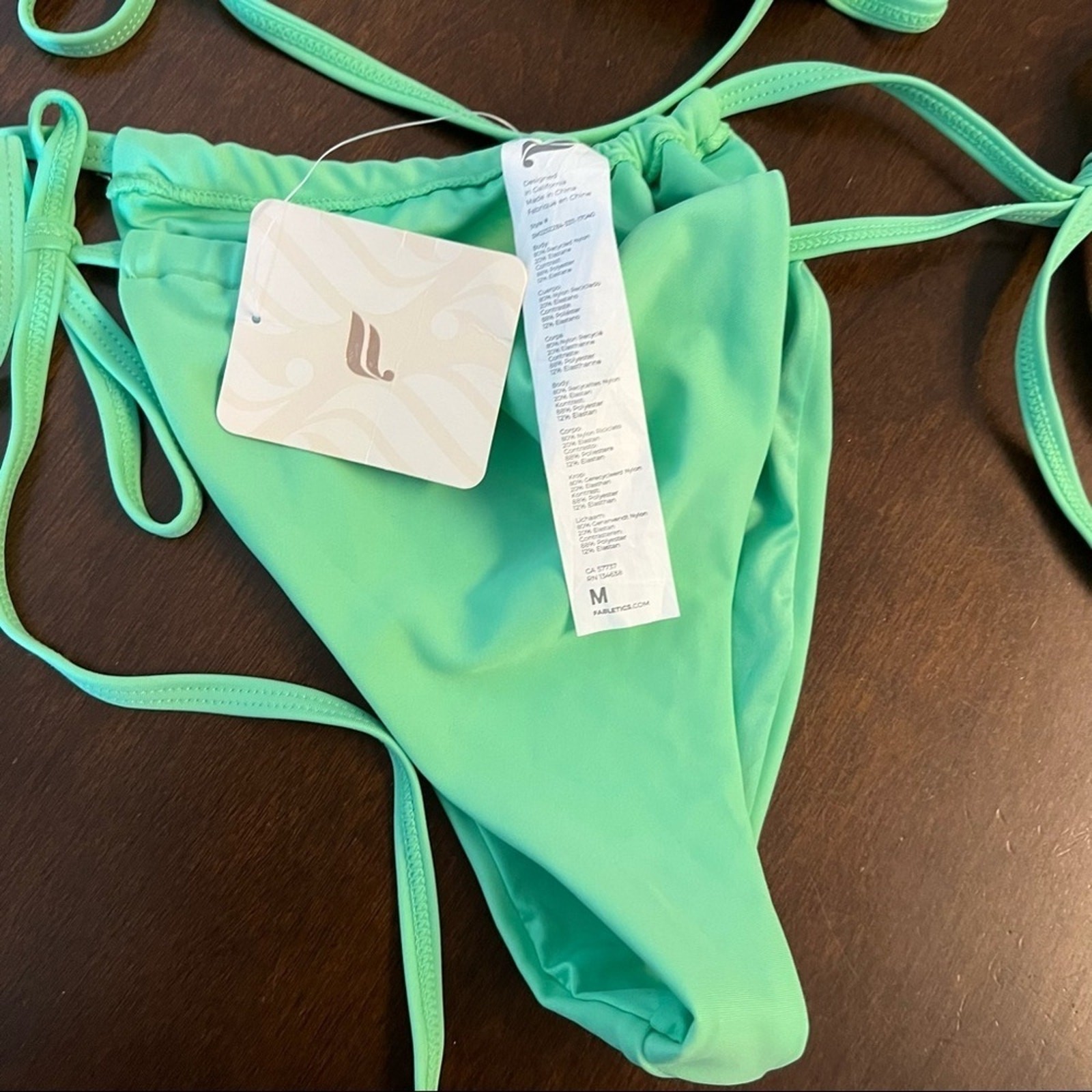 NWT Fabletics Triangle String Bikini Set Green Y2… - image 2