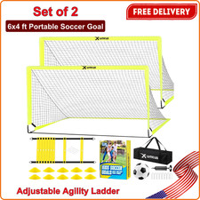 Kids Soccer Goals for Backyard Set of 2, 6 x 4 ft Portable Pop Up Goal Training
