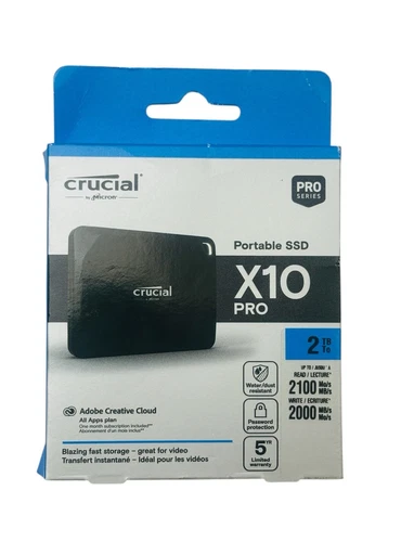 CRUCIAL X10 PRO 2TB Portable SSD MTXUG CT2000X10PROSSD9 Black - NEW