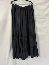 Antique Victorian Black Silk Moire Skirt Ruffle Adjustable Hook Waist
