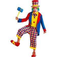 HauntLook Creepy Clown Halloween Costume Red Blue Yellow Unisex Medium New
