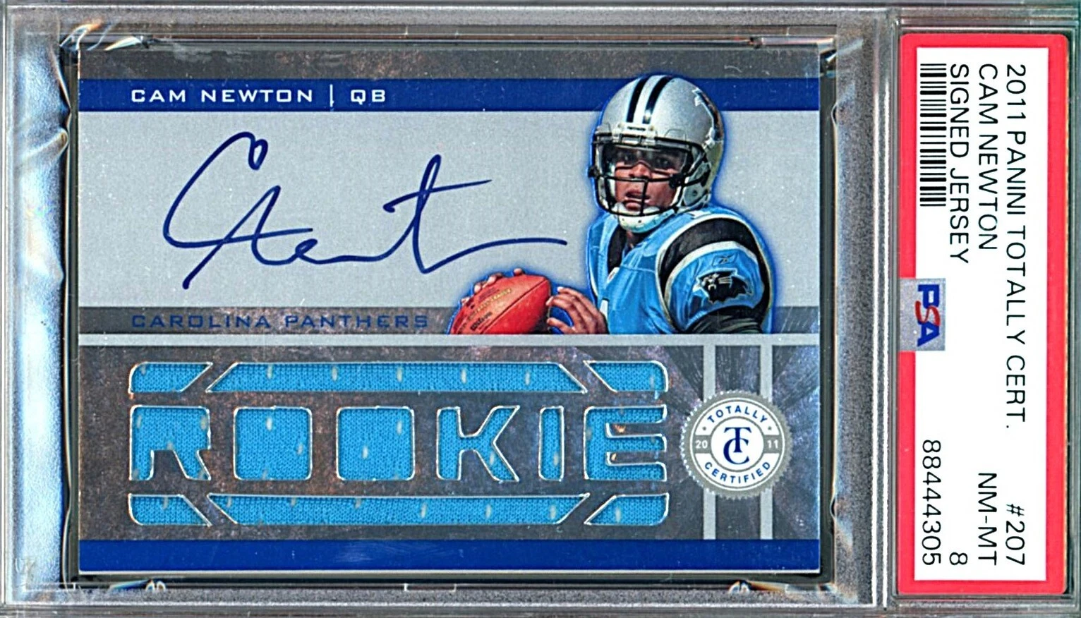 Cam Newton Panini Totally Certified #207 Signed Jersey