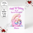 A5 or A4 Personalised 6th Birthday Card - Unicorn - Daughter Granddaughter D.2