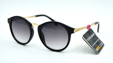 Foster Grant JS 18 01 Black Gold Round Scratch Impact Resist Sunglasses 100 UV