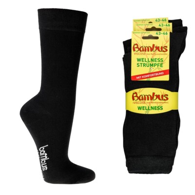 3-12 Paar extra weiche Bambussocken, softe Wohlfühlsocken Damen + Herren schwarz