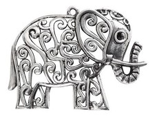 ❤ 2 x Tibetan Silver Large ORNATE  ELEPHANT Focal Pendant 61mm Jewellery Making❤