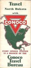 1936 CONOCO OIL Road Map NORTH DAKOTA Minot Fargo Bismarck Jamestown Devils Lake