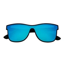 PRIME TIME - Polarized Flat Lens Sunglasses Matte Black Blue Mirror