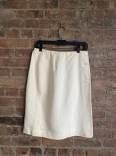 Vintage Polo Ralph Lauren Women  s Wrap Skirt, Sz 8 Ivory, 100 Linen, USA