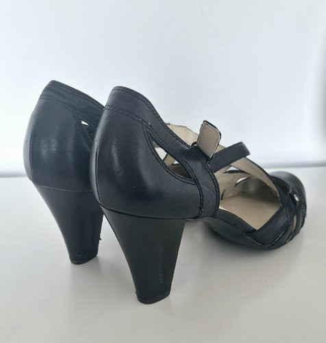 NATURALIZER Mary Jane Pumps 38 schwarz Sandalen LEDER High Heels Tango tanzen - Imagen 7 de 11