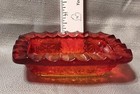 Gorgeous Vintage Amberina Rectangular Ashtray, Button & Daisy Pattern — photo 9