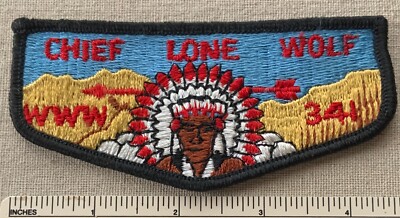 Vintage 1960s OA LODGE 341 CHIEF LONE WOLF Flap PATCH Adobe Walls Area Council